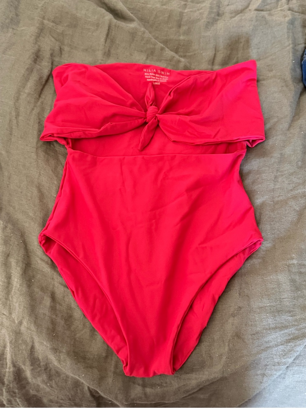 Kiki Swim Womens Bright Red Knot-Front One-Piece Swimsuit